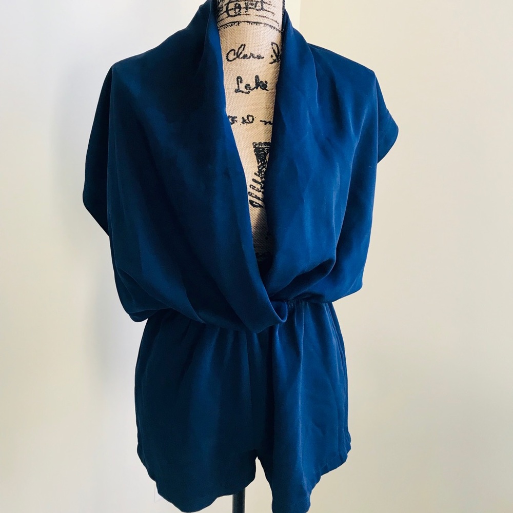 Navy blue kimono style romper